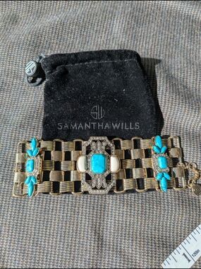 Samantha Wills Gold Bracelet with Turquoise & Cream Accents